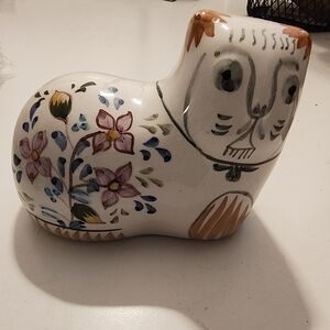 Hand painted signed cat statue